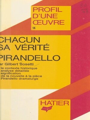 cover image of Chacun sa vérité, Pirandello
